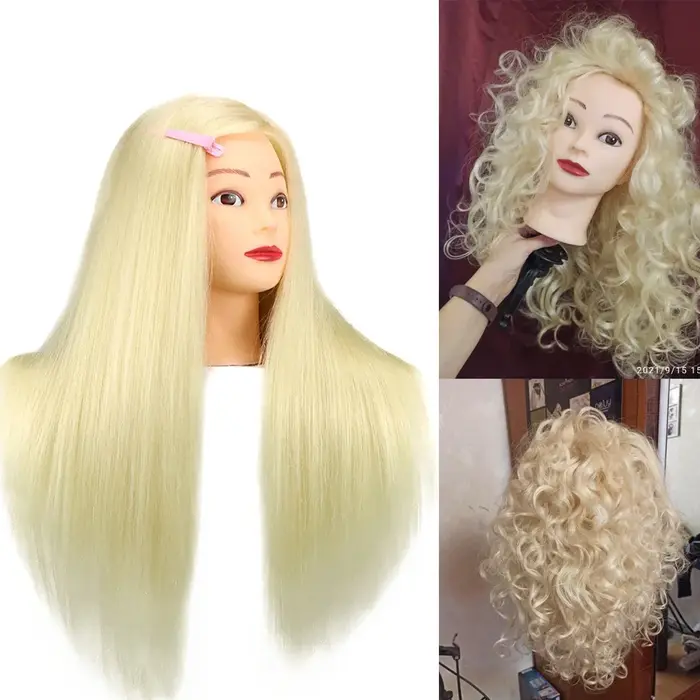 Kit de tête de mannequin pour la pratique de la coiffure, 85% vrais cheveux, tête de beurre, formation professionnelle, coiffage, chaud, boucle, fer à lisser
