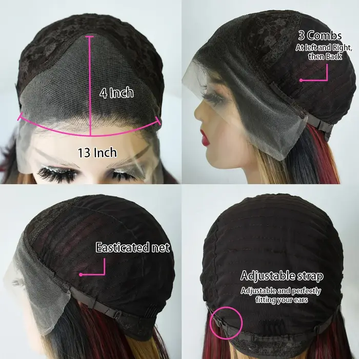 Perruque Lace Frontale Ondulée Bleu Foncé avec Frange 13x4 HD pour Femme, Synthétique de Haute Qualité pour Usage Quotidien et Cosplay