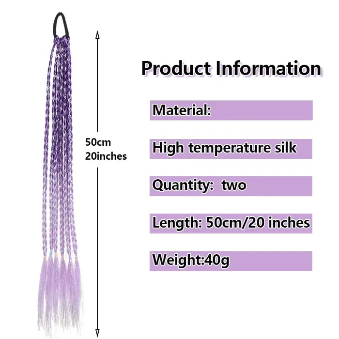 Lot de 2 extensions de cheveux en fibres synthétiques avec tresses torsadées ombrées à fil doré