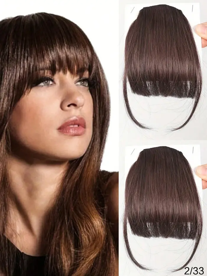 Extensions de cheveux synthétiques à clipser, franges fines et épaisses, aspect naturel, coiffure in