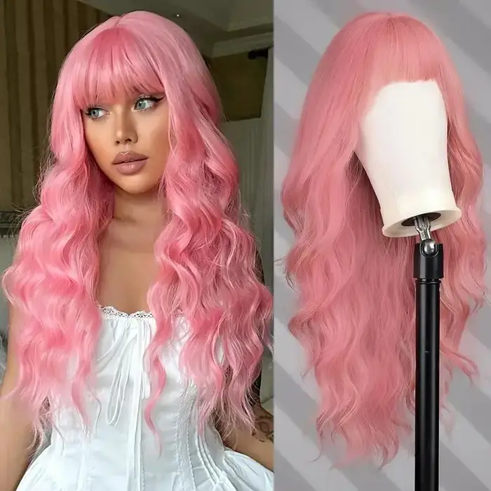 Perruque synthétique Grandma Grey de 26 pouces avec grandes vagues pour cosplay d'Halloween, usage q