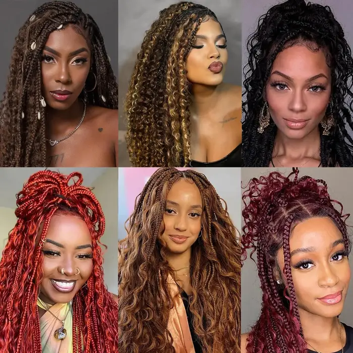 30 # Cheveux tressés humains brun Auburn vague profonde