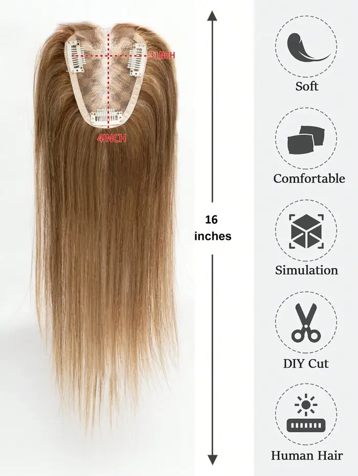 Topper en cheveux naturels pour femme : postiche élégant, facile à porter, volume et longueur instantanés