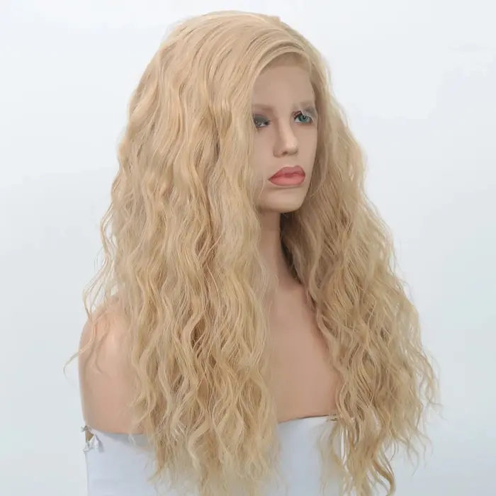 AIMEYA – perruque Lace Front Wig synthétique Blonde longue et ondulée