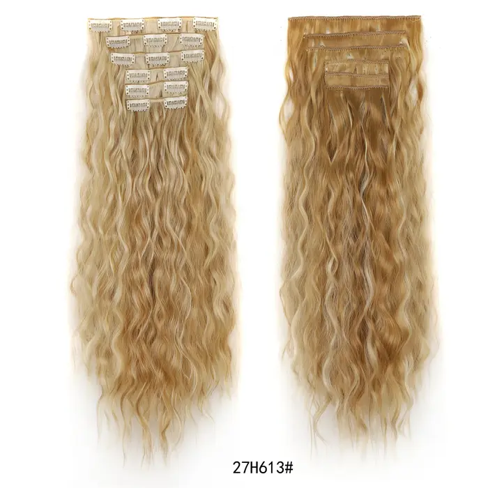 Extensions de cheveux synthétiques ondulées à clipser