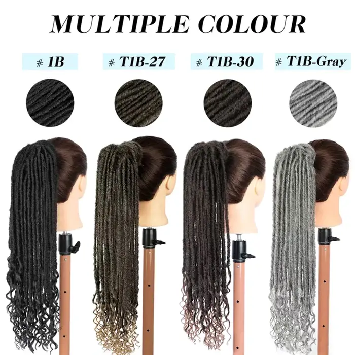 Extensions de queue de cheval à clipser, fausses locks torsadées pour femmes noires, postiches synthétiques Goddess Locs à enrouler