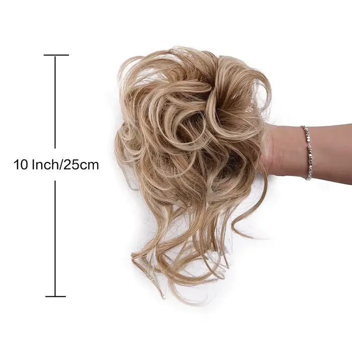 Chignon synthétique en désordre, Extensions capillaires Updo ébouriffées avec pince à griffes, chouc