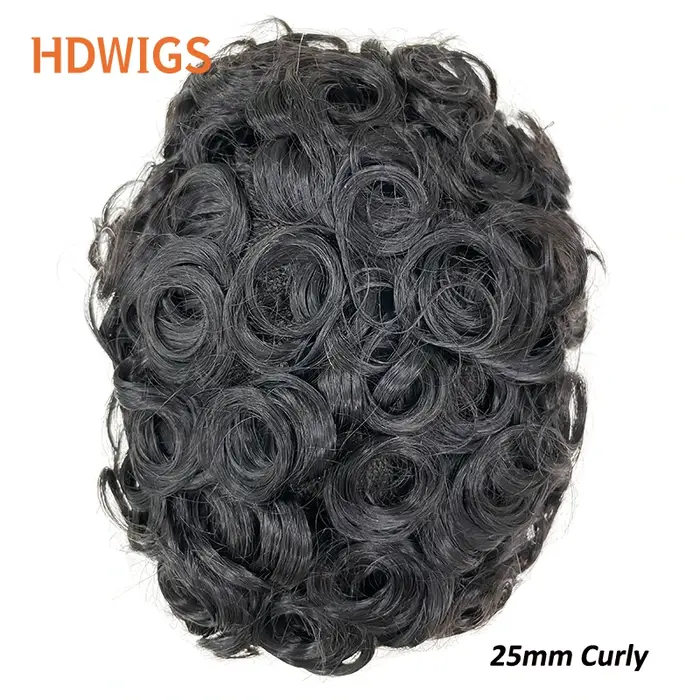 Prothèse capillaire homme bouclée 20 mm