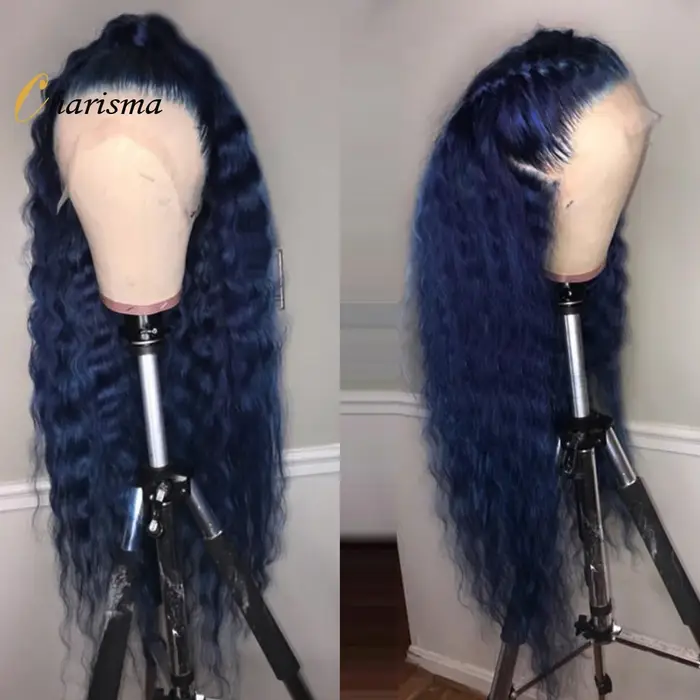 Charisma-Perruque Lace Front Wig synthétique ondulée 26 amaran, perruque longue bleu foncé avec nais