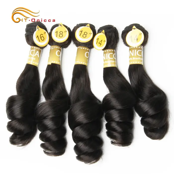 Tissage en Lot Brésilien Naturel Remy à Double Proximité, Extension de Cheveux, Boucles en Forme d'e