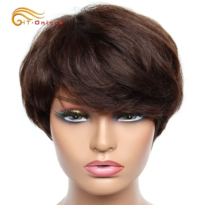 Perruques de cheveux humains bon marché courte Bob coupe lutin perruque