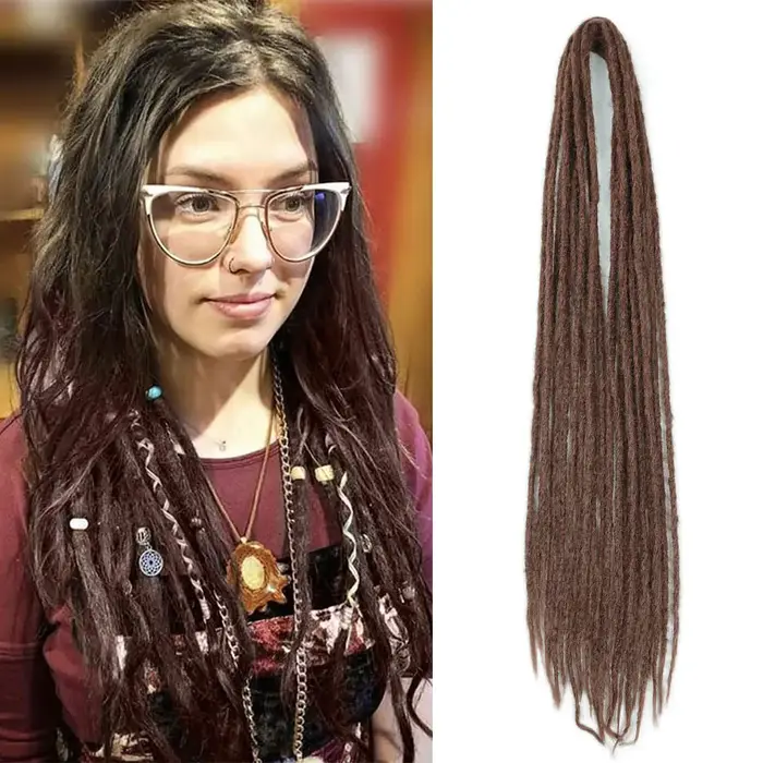 Extensions de dreadlock synthétiques à Double extrémité de 24 pouces