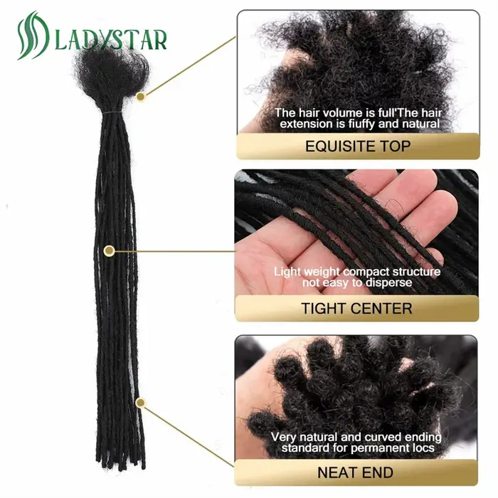 0.2 cm Microlocs 100% Extensions de cheveux humains Dreadlock pour hommes femmes enfants