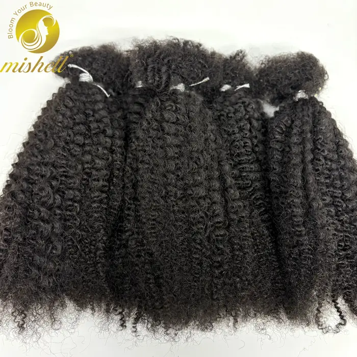 Extensions de cheveux humains bouclés afro crépus en vrac sans trame 30g/paquet 16 pouces pour micro-locks/permanentes/torsades/tresses/réparation de locks