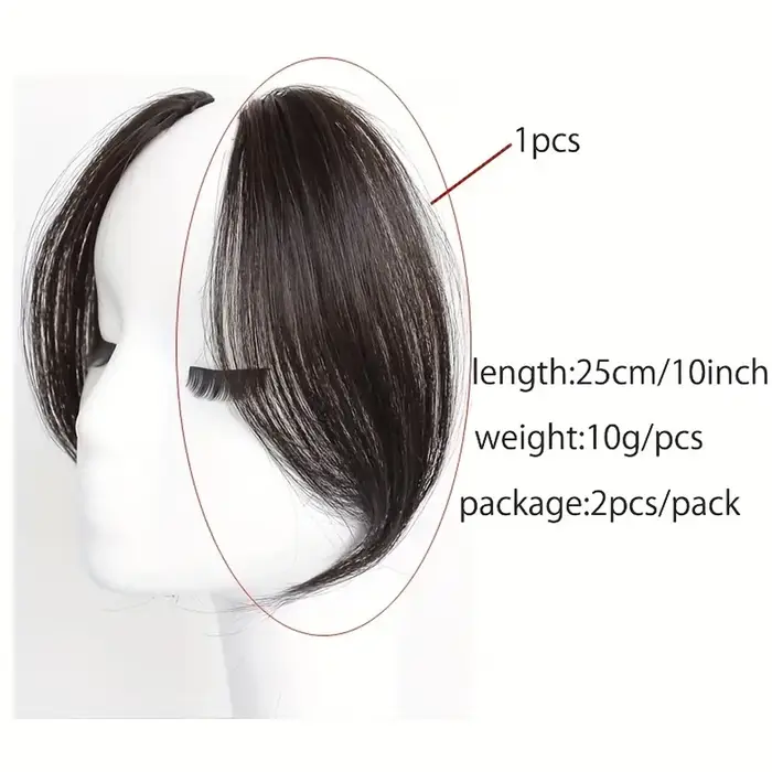 2 pièces frange latérale Extension de cheveux synthétiques pince facile en frange dégradée postiche 