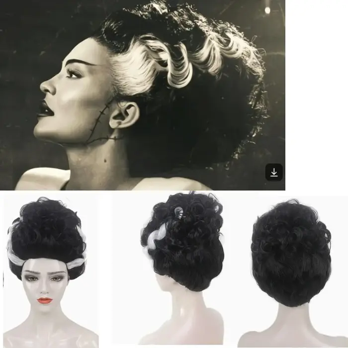 Perruque afro noire et blanche en forme de ruche