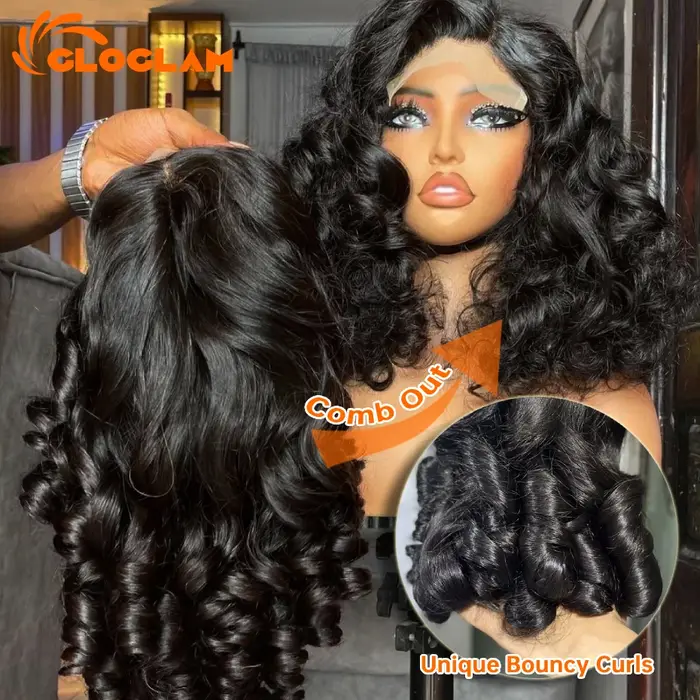 Perruque Lace Front Wig brésilienne bouclée et rebondissante
