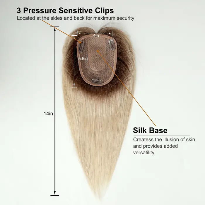 Toppers de cheveux humains avec frange pour femmes