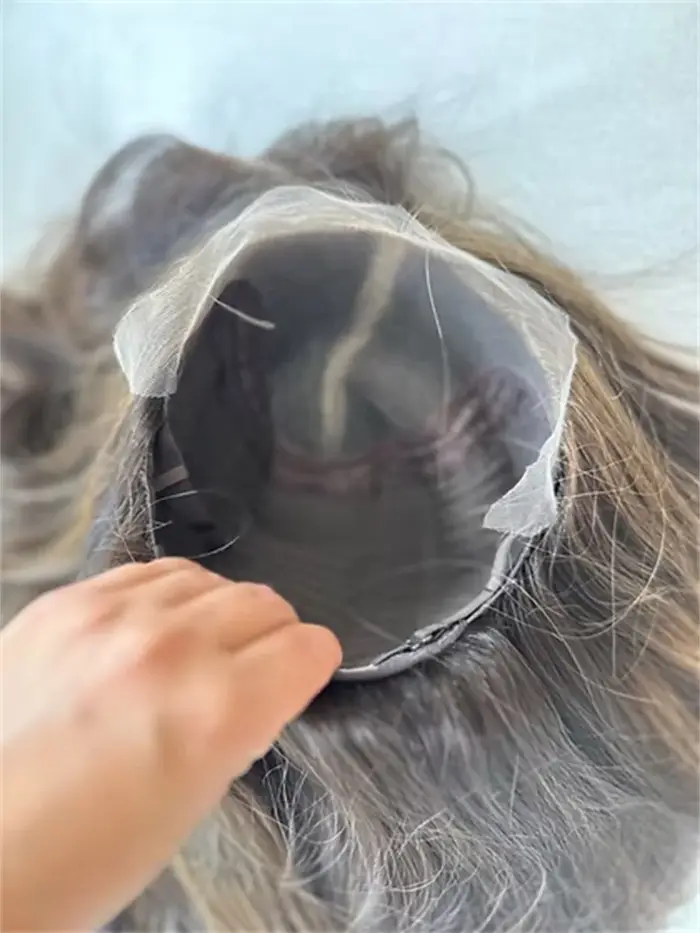 Perruque de couleur brune foncée avec reflets 13x4 Frontal HD mélange de dentelle cheveux humains naissance