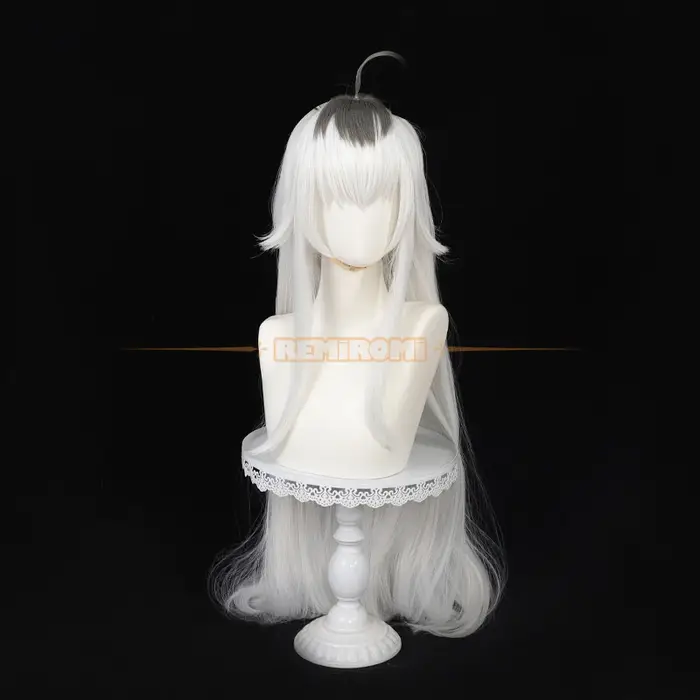 Perruque de cosplay Game Pretty Derby Oguri Cap, perruque longue et droite blanche avec mèches grise