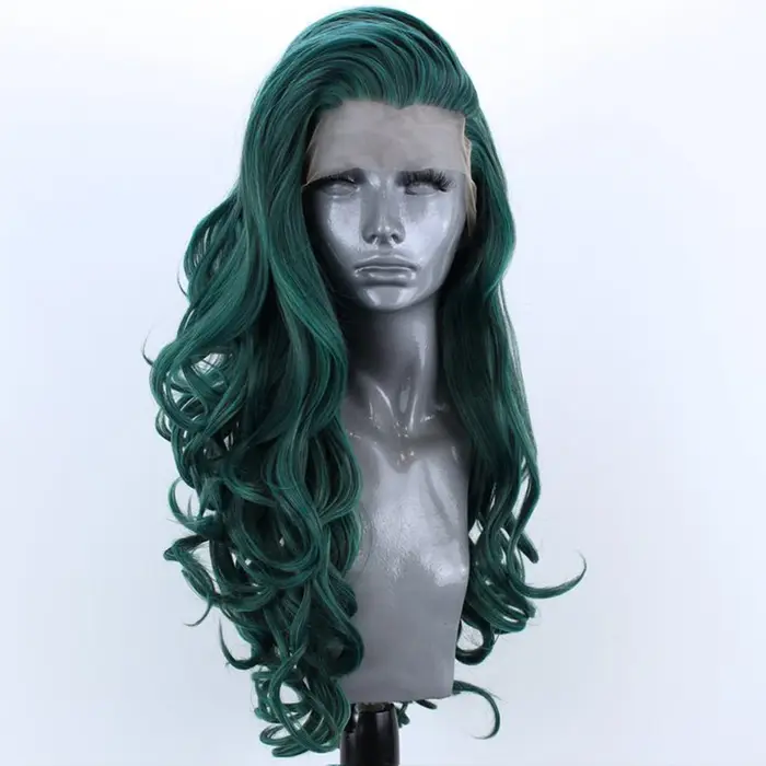 Perruque Lace Front Wig synthétique verte 13x4