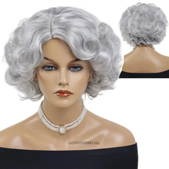 GNIMEGIL perruque courte synthétique pour femmes Orange bouclés Bob perruque côté Paring coiffure Co