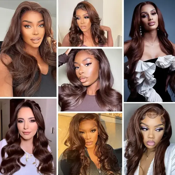 250% 13x 6/13x4 frontale brun chocolat foncé HD dentelle perruque cheveux brésiliens vague de corps 