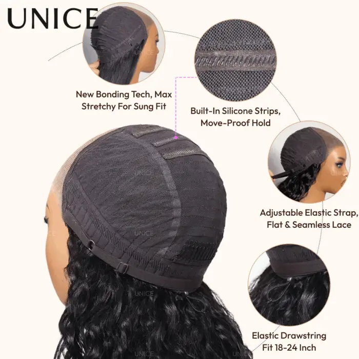 Perruque courte bob UNice Balayage Highlight Yaki Straight, en cheveux humains, avec dentelle 7x5, s