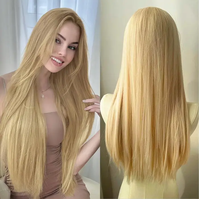 Perruque blonde claire de 28 pouces