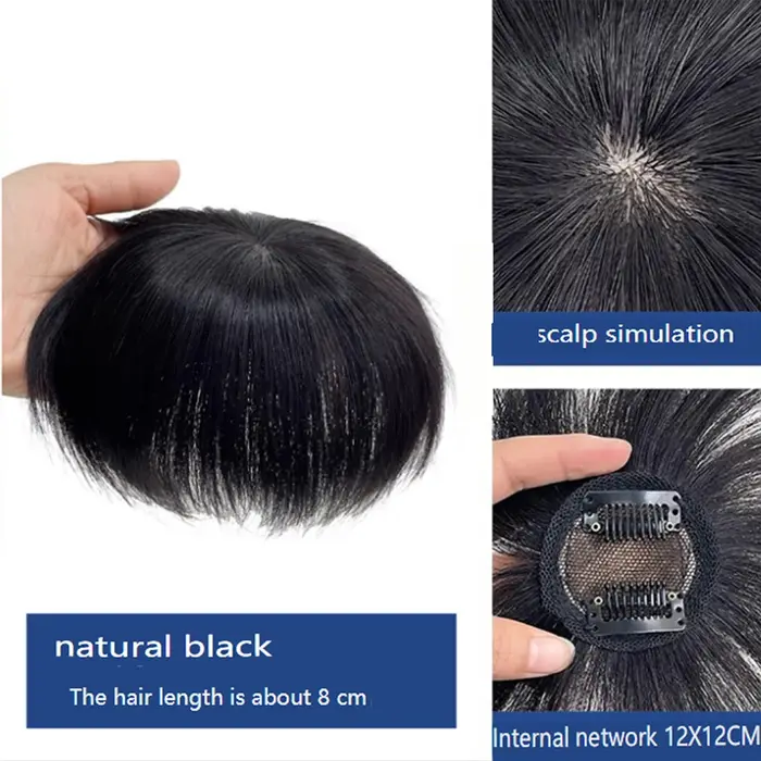 Frange à clipser pour hommes en cheveux naturels