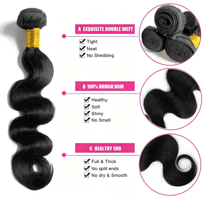 Tissage en lot brésilien naturel Body Wave birman