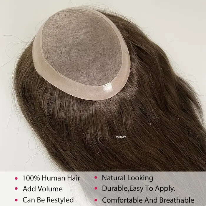 Perruques 100% naturelles Remy fines Mono avec Base Npu pour femmes, postiches longues et lisses