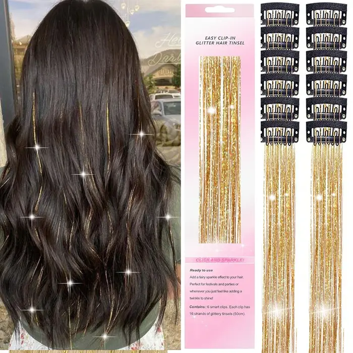 Extensions capillaires synthétiques lisses à paillettes