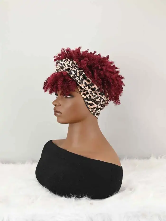 Perruque bandeau bouclée avec frange pour femme