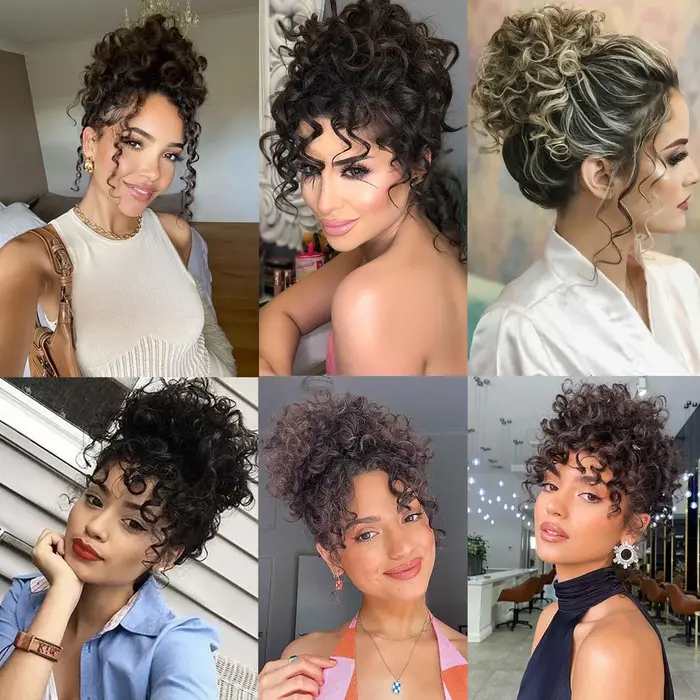 Grands chignons bouclés avec cordon élastique