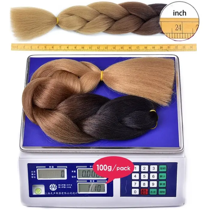 Tressage synthétique ombré 24 pouces, 1 paquet, boîte pré-étirée, Extensions de Crochet colorées Jum