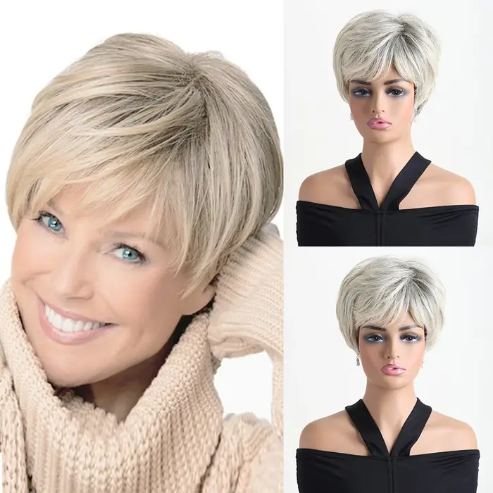 Perruque synthétique courte de 10 pouces, nouvelle collection, couleur claire, tendance, pour femme, usage quotidien, fête, Noël, festival de musique, mariage