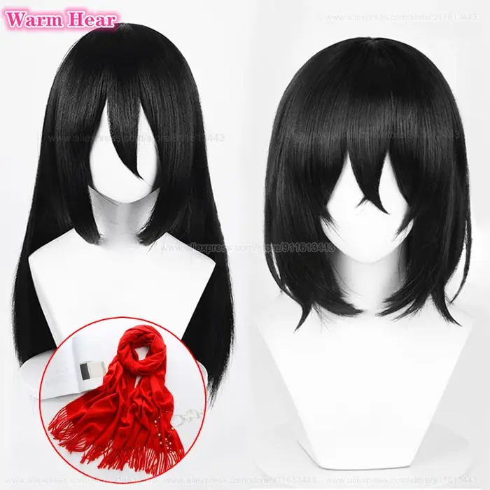 Perruque de Cosplay Mikasa Ackerman pour Adulte