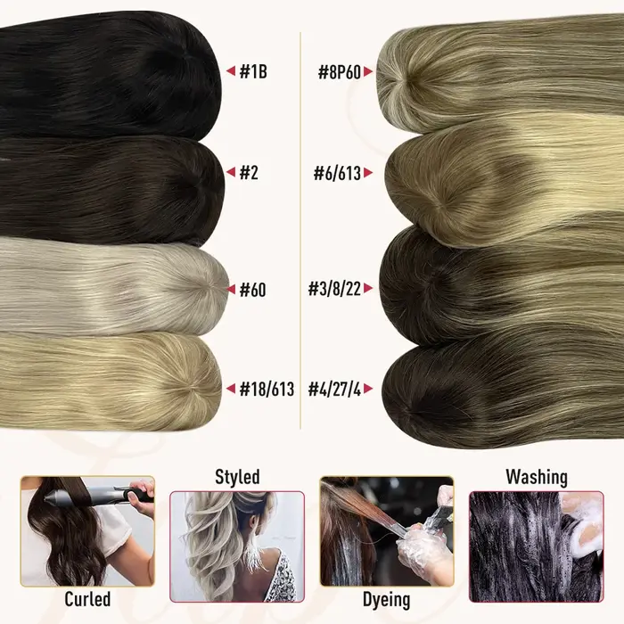 Moresoo cheveux humains droits Toppers Machine Remy cheveux pièce pince pour femmes Topper pour la b