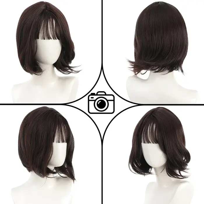 Perruque Courte Bouclée Marron et Noire pour Femme
