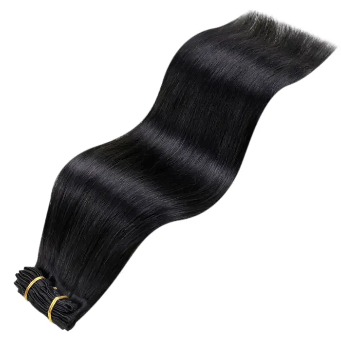 LaaTyo-Extensions de cheveux brésiliens Remy à clip, cheveux humains noirs, 100% vrais cheveux natur