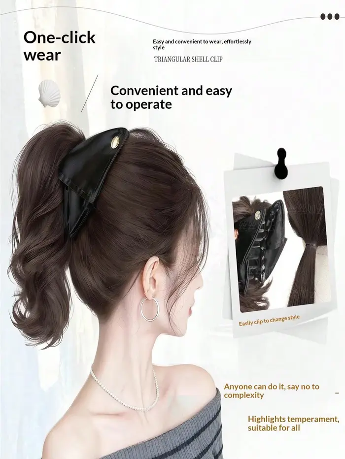 Extensions de queue de cheval ondulées avec accessoires noirs
