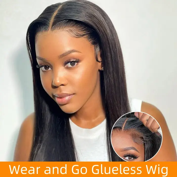 Wear And Go – perruque Lace Closure Wig brésilienne sans colle, cheveux lisses, pre-plucked, 4x4, pr