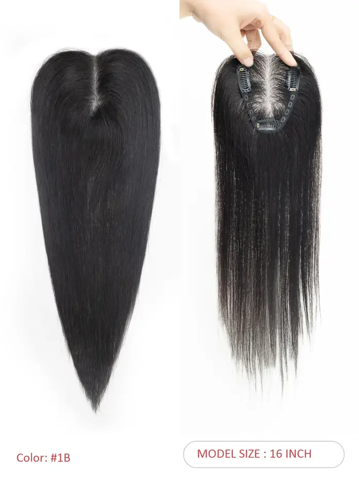 Cheveux humains Toppers 3x4 "Base tissée à la main 100% postiches réelles avec clips invisibles pour