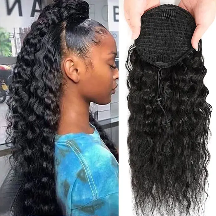 Extensions de queue de cheval droites en cheveux humains