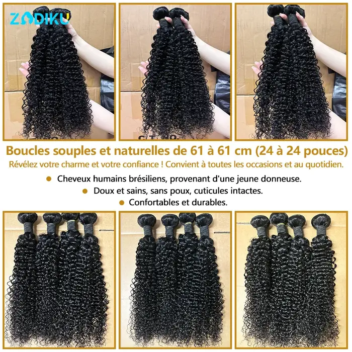 Paquets de cheveux bouclés crépus 100%