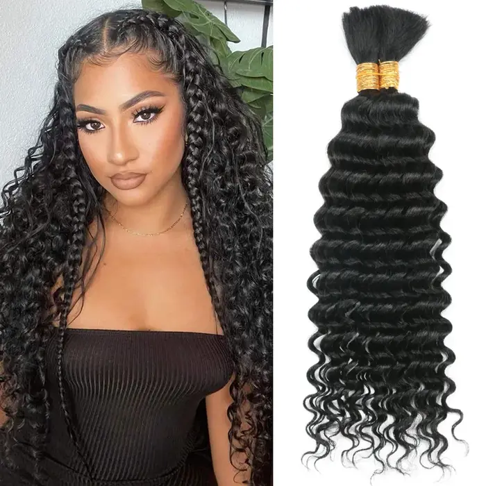 Boho tresses cheveux humains bouclés cheveux paquets en vrac pour tressage vague profonde 2 paquets 100g sans trame cheveux humains paquets Extension de cheveux