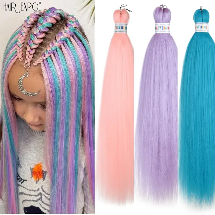 Extensions capillaires synthétiques colorées pré-étirées
