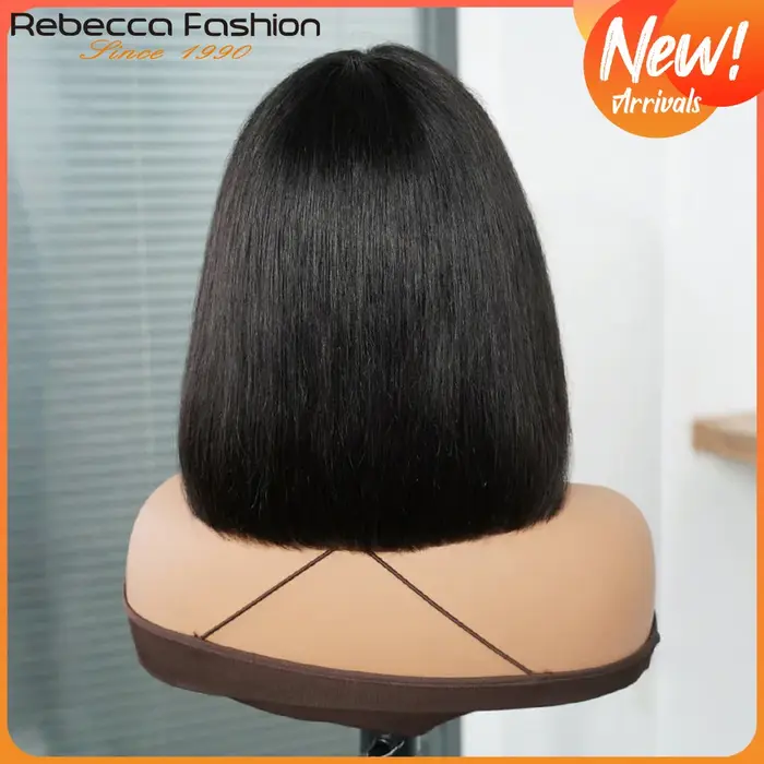 Rebecca droite Bob dentelle perruques sans colle