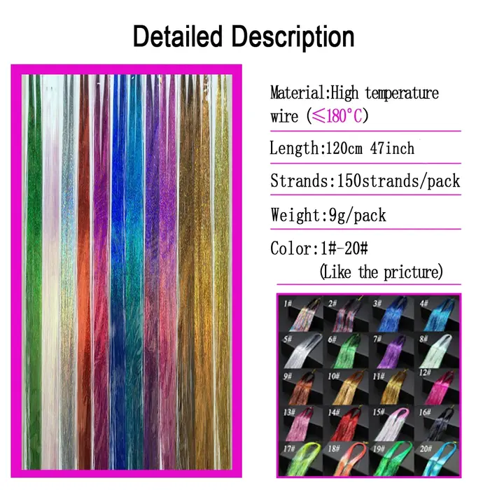 Mèches de cheveux synthétiques scintillantes